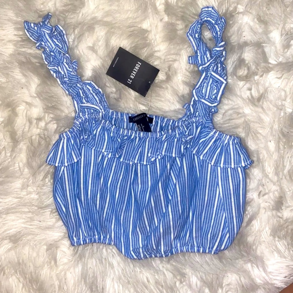 cropped blue stripped tank top